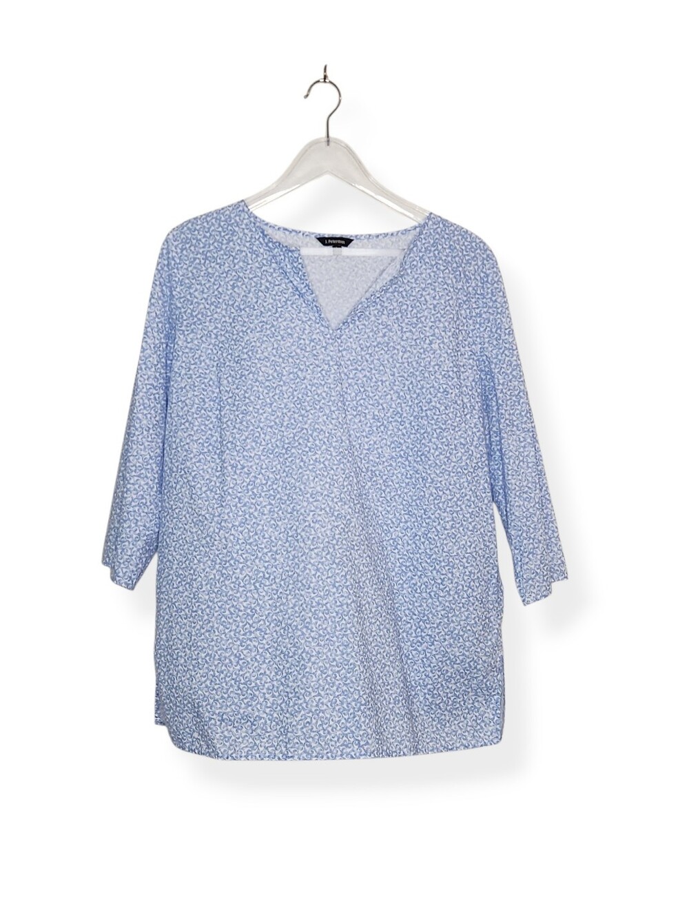 J. Peterman Women's Lightweight Cotton Blue White Patterned Shirt Size Large